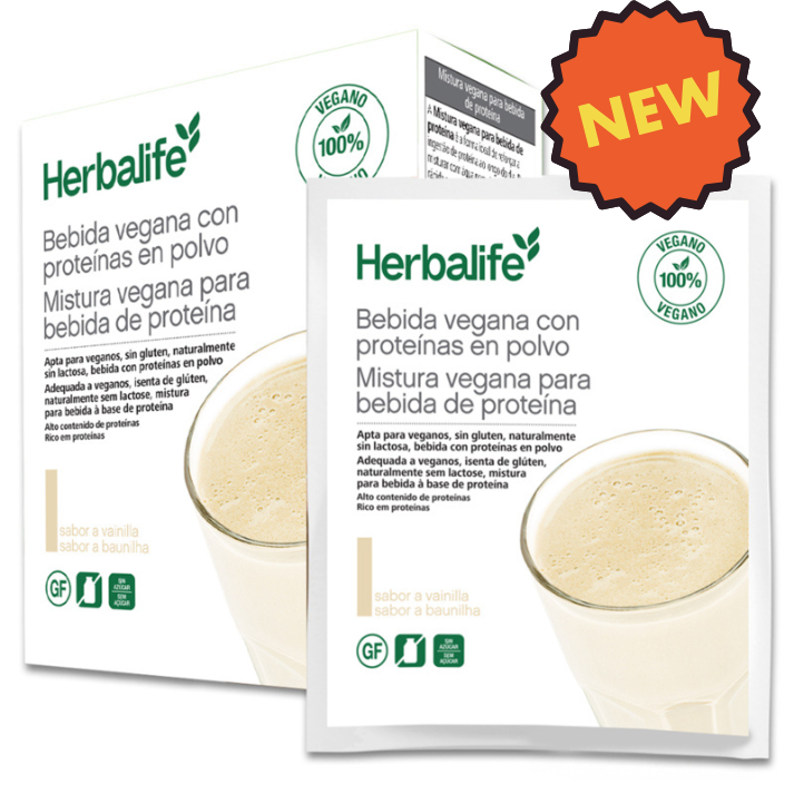 Mistura Vegana para Bebida de Proteína Saquetas Baunilha Conjunto de 7 Saquetas